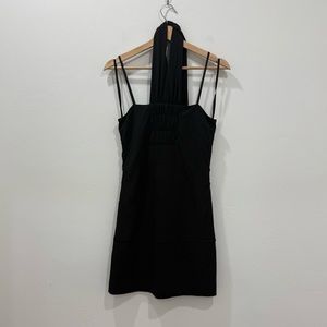BCBGeneration Black Halter Neck w/Ties Bodycon Mini Dress Sz 6